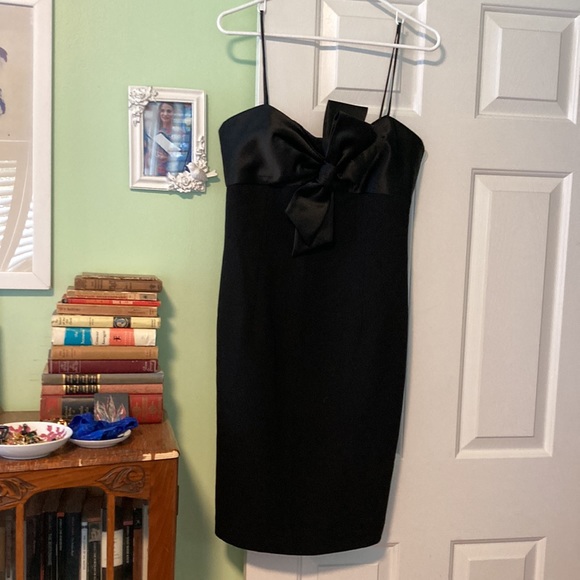 Vintage 90s Maggy London little black dress satin bow prom classic - Picture 5 of 6